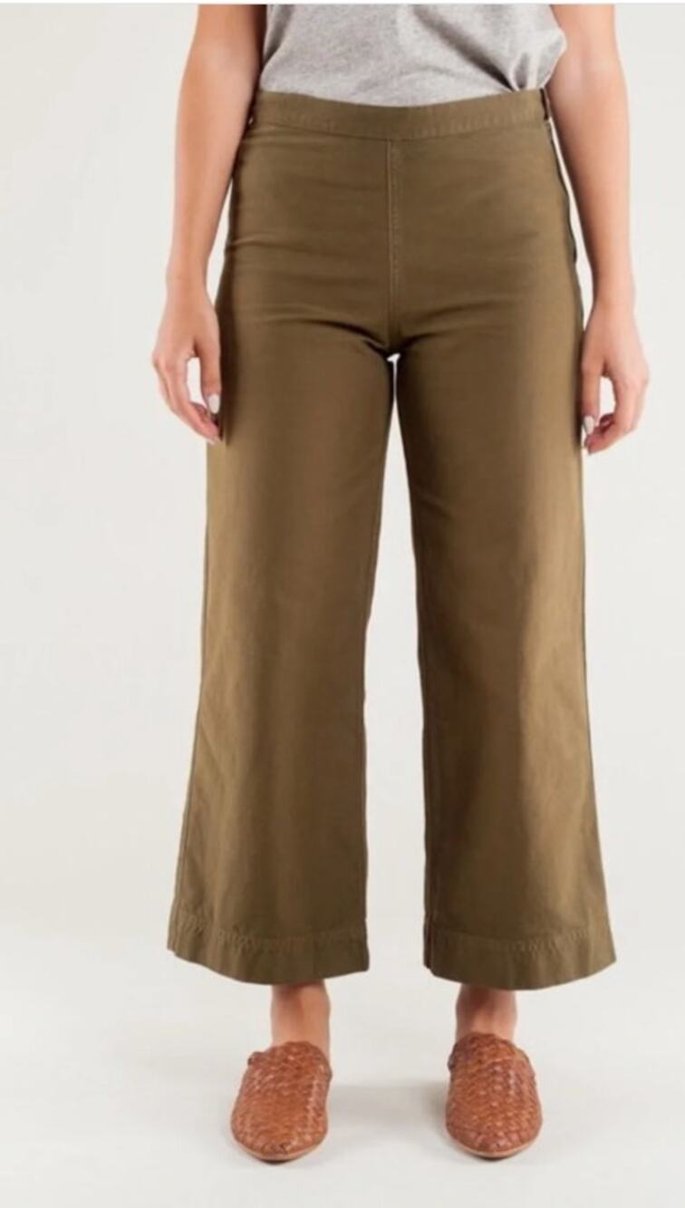 Ali Golden high-waist rise Side Zip Pants in Olive xs